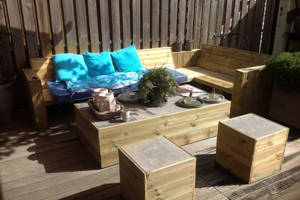 Steigerhouten tuinset